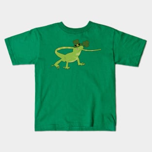 Gecko Funny St Patricks Day Shamrock Kids T-Shirt